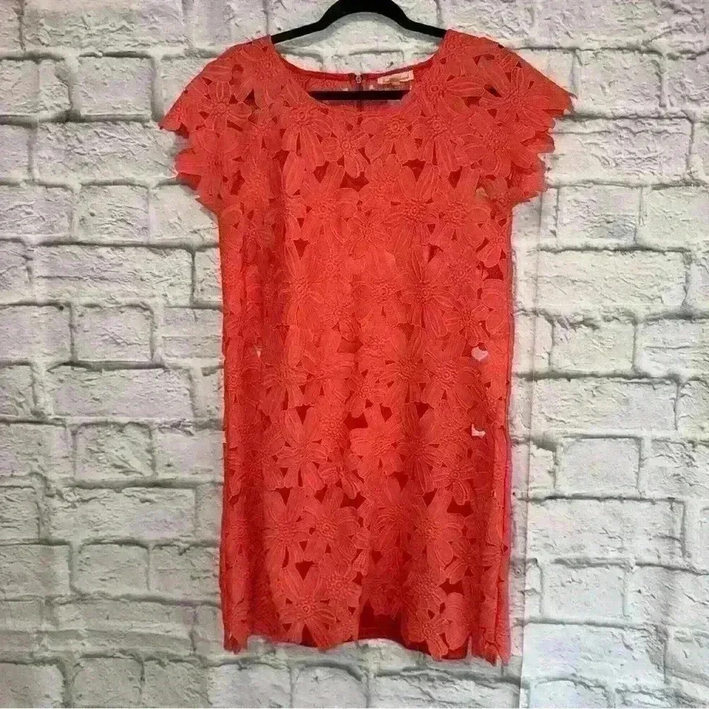 Mystree Women's Coral Lace Dress Floral Pink Size Medium - Picture 3 of 8